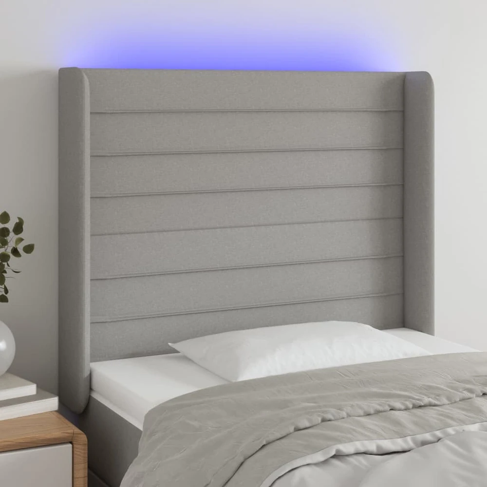 Galvūgalis su LED, šviesiai pilkas, 83x16x118/128cm, audinys