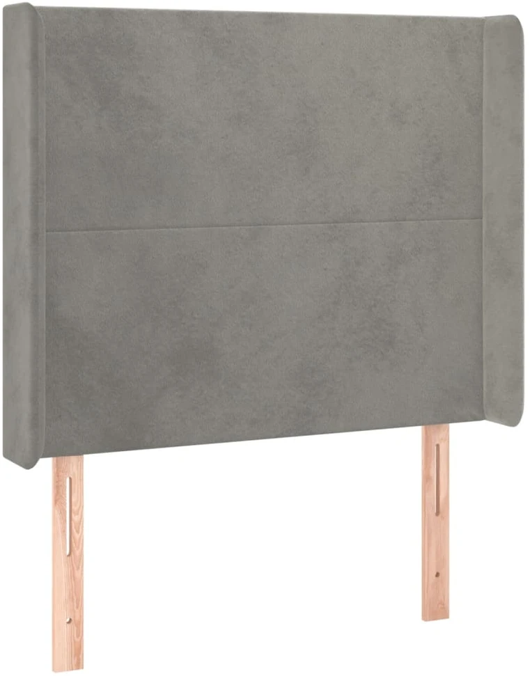 Galvūgalis su LED, šviesiai pilkas, 83x16x118/128cm, aksomas