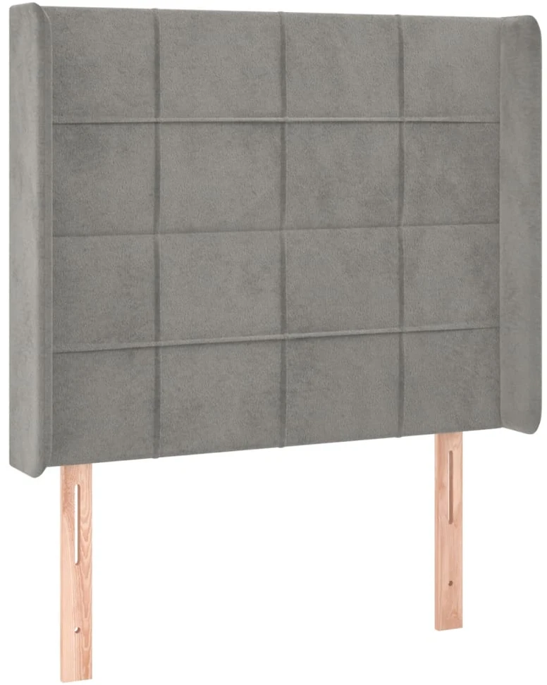 Galvūgalis su LED, šviesiai pilkas, 93x16x118/128cm, aksomas