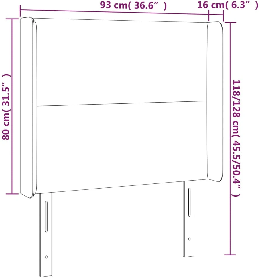 Galvūgalis su LED, šviesiai pilkas, 93x16x118/128cm, audinys