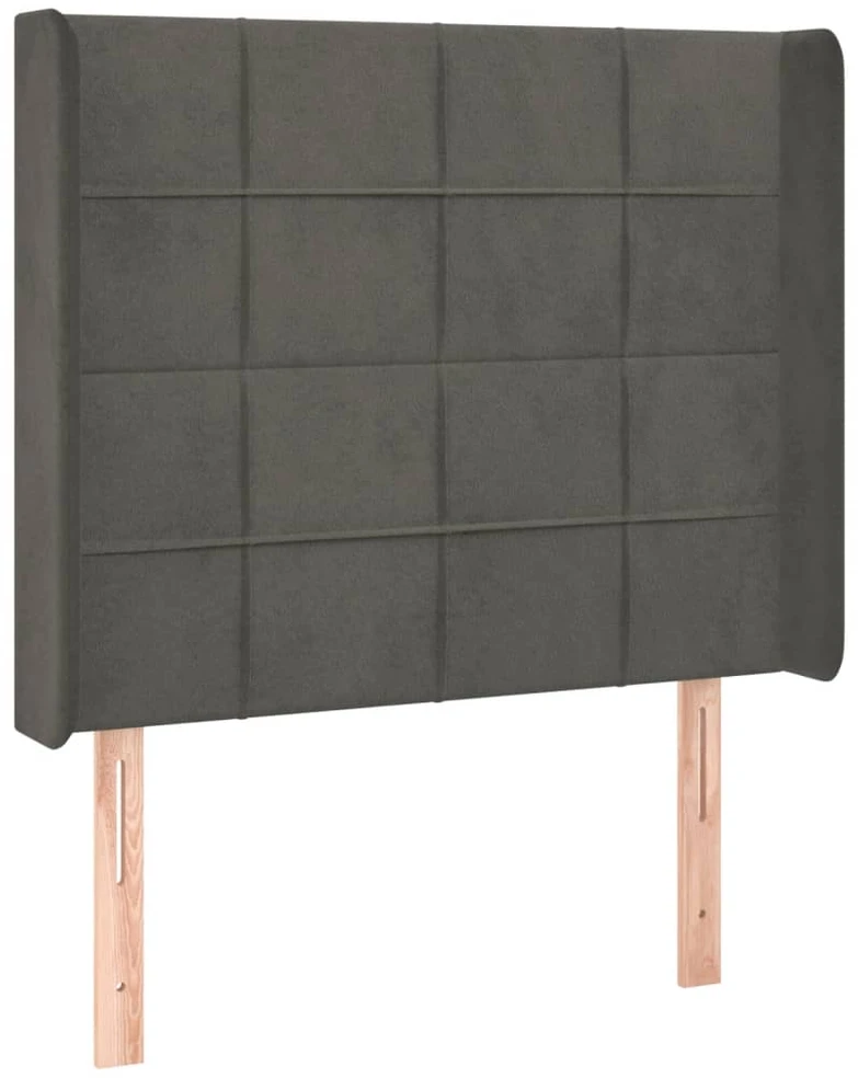 Galvūgalis su LED, tamsiai pilkas, 103x16x118/128cm, aksomas