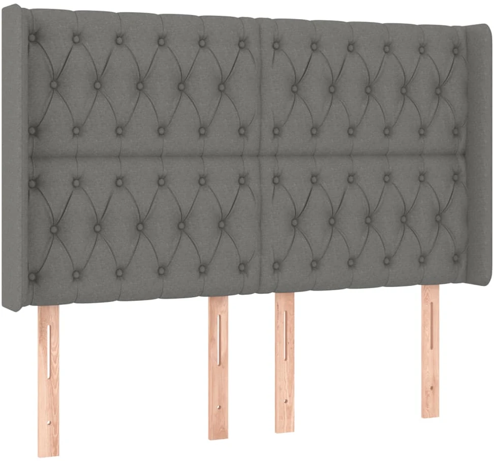 Galvūgalis su LED, tamsiai pilkas, 147x16x118/128cm, audinys