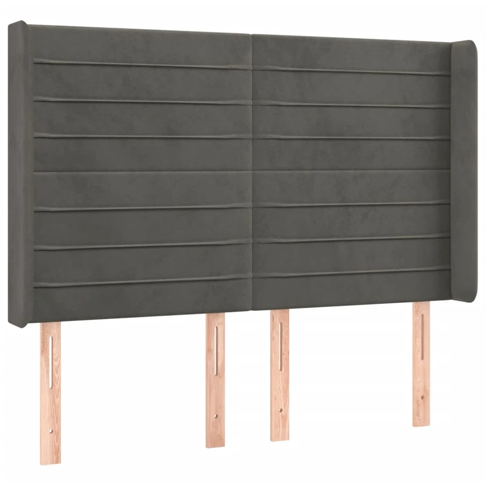 Galvūgalis su LED, tamsiai pilkas, 147x16x118/128cm, aksomas