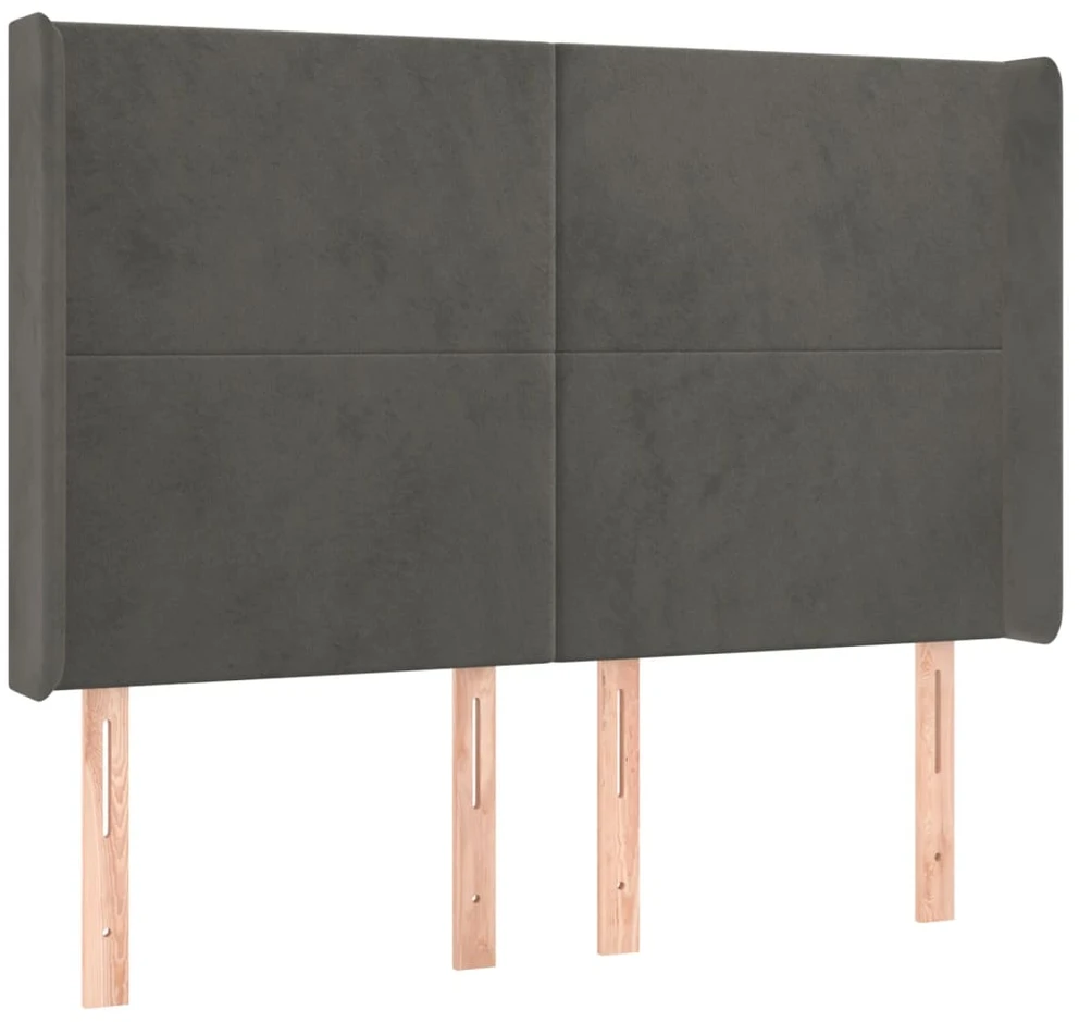 Galvūgalis su LED, tamsiai pilkas, 147x16x118/128cm, aksomas