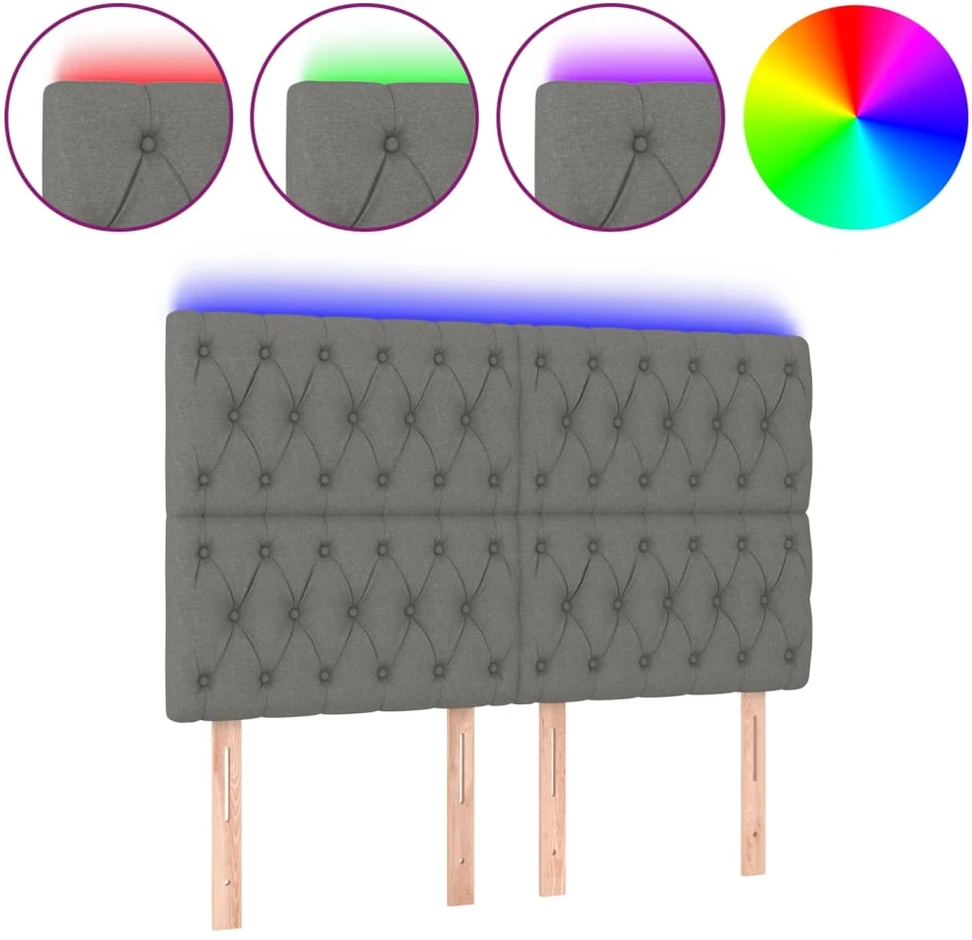 Galvūgalis su LED, tamsiai pilkas, 160x7x118/128cm, audinys