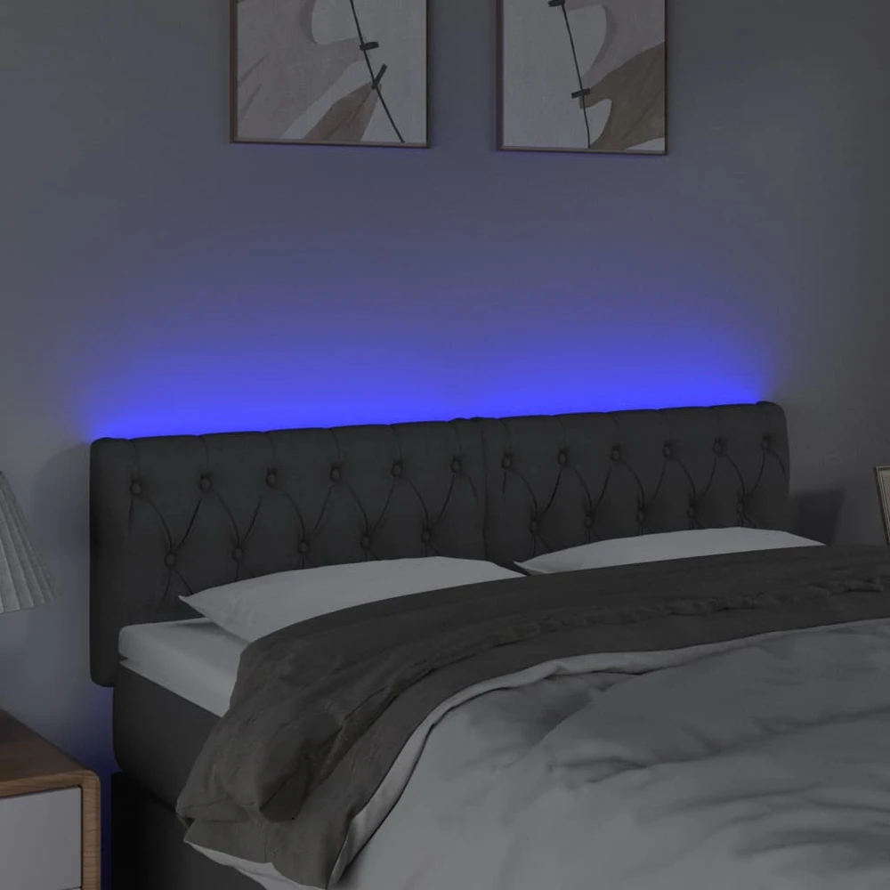 Galvūgalis su LED, tamsiai pilkas, 160x7x78/88cm, audinys