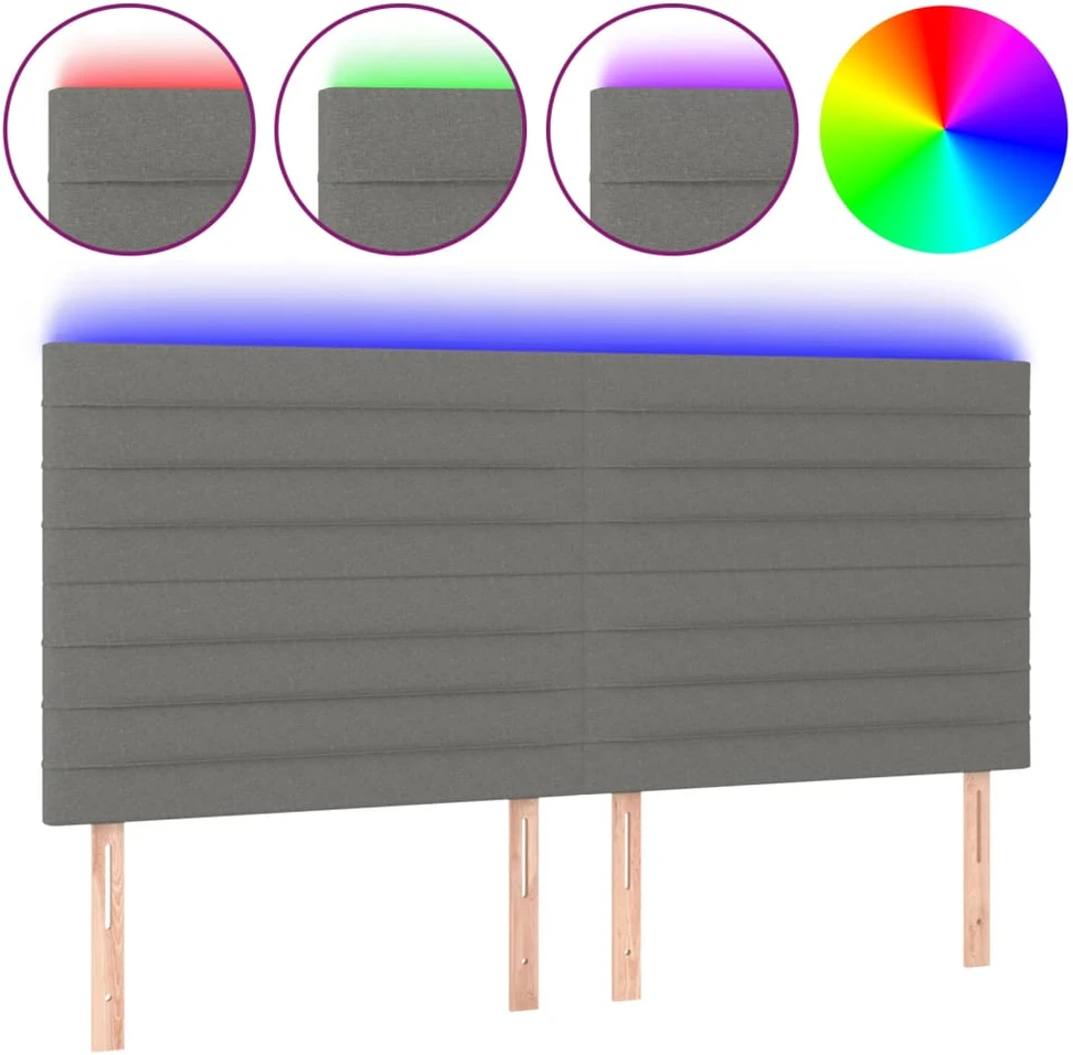 Galvūgalis su LED, tamsiai pilkas, 180x5x118/128cm, audinys