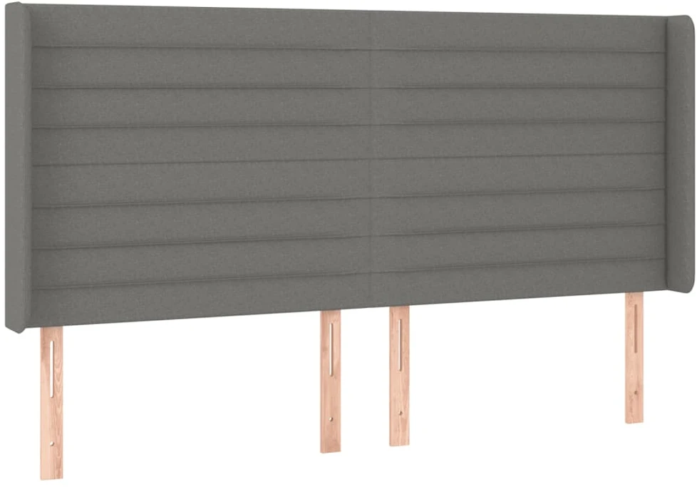 Galvūgalis su LED, tamsiai pilkas, 183x16x118/128cm, audinys