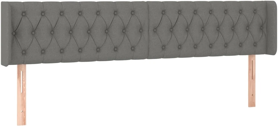 Galvūgalis su LED, tamsiai pilkas, 183x16x78/88cm, audinys