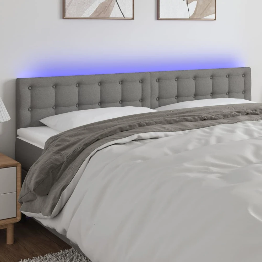 Galvūgalis su LED, tamsiai pilkas, 200x5x78/88cm, audinys