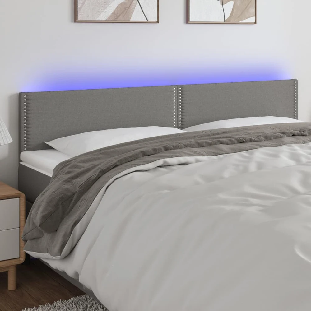Galvūgalis su LED, tamsiai pilkas, 200x5x78/88cm, audinys