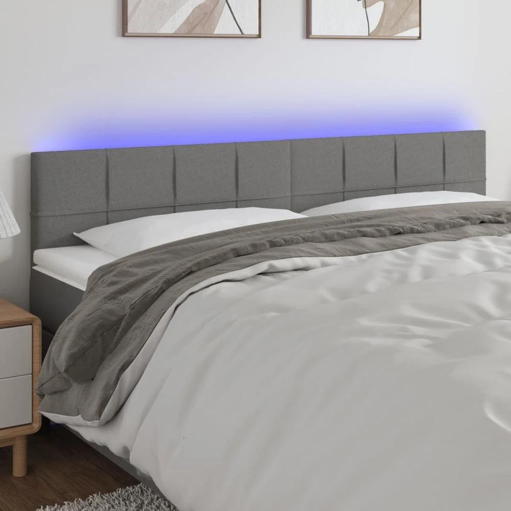 Galvūgalis su LED, tamsiai pilkas, 200x5x78/88cm, audinys