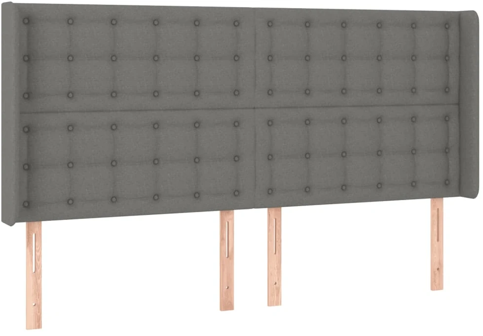 Galvūgalis su LED, tamsiai pilkas, 203x16x118/128cm, audinys