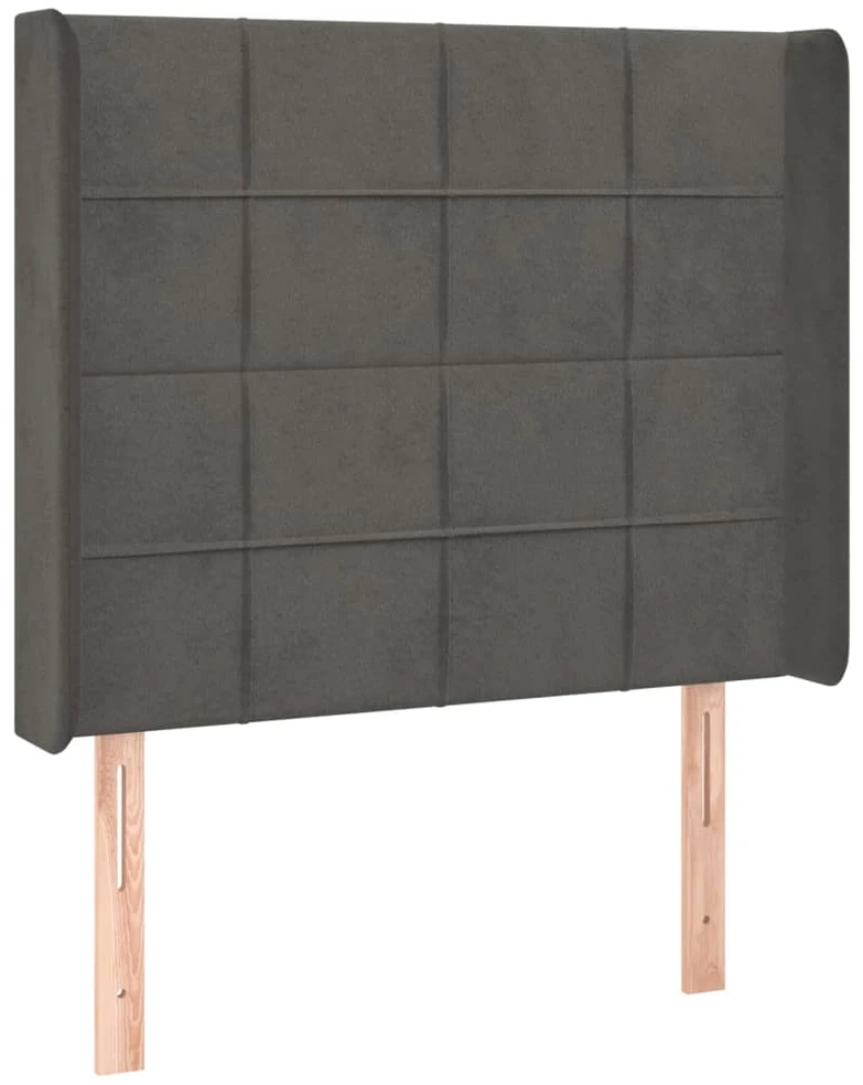 Galvūgalis su LED, tamsiai pilkas, 83x16x118/128cm, aksomas