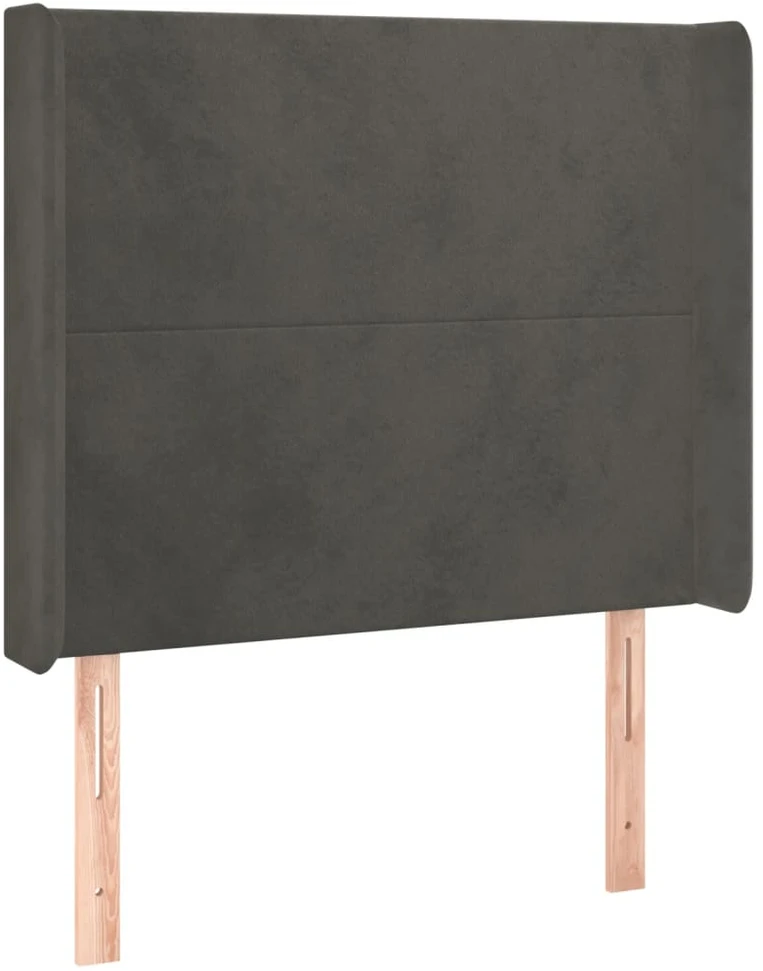 Galvūgalis su LED, tamsiai pilkas, 93x16x118/128cm, aksomas