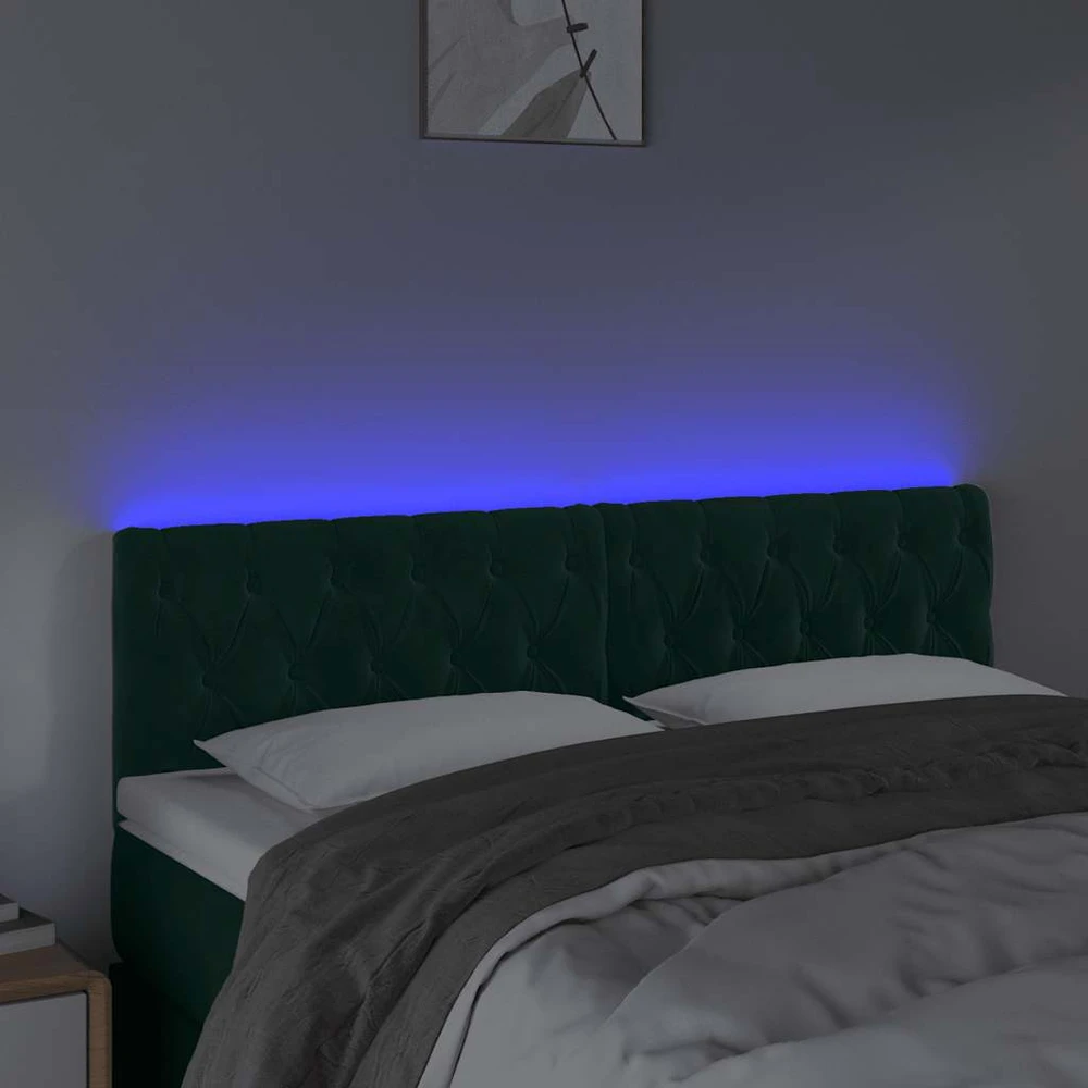 Galvūgalis su LED, tamsiai žalias, 160x7x78/88cm, aksomas