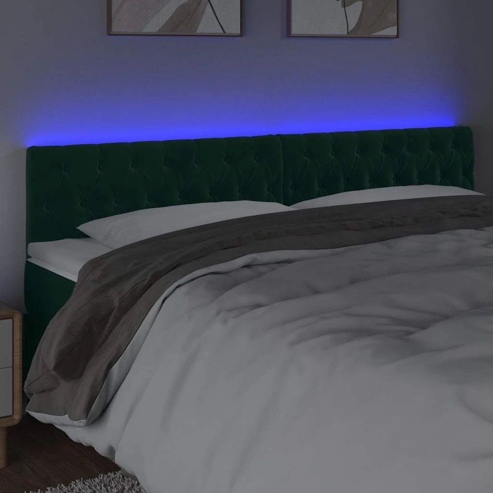 Galvūgalis su LED, tamsiai žalias, 200x7x78/88cm, aksomas