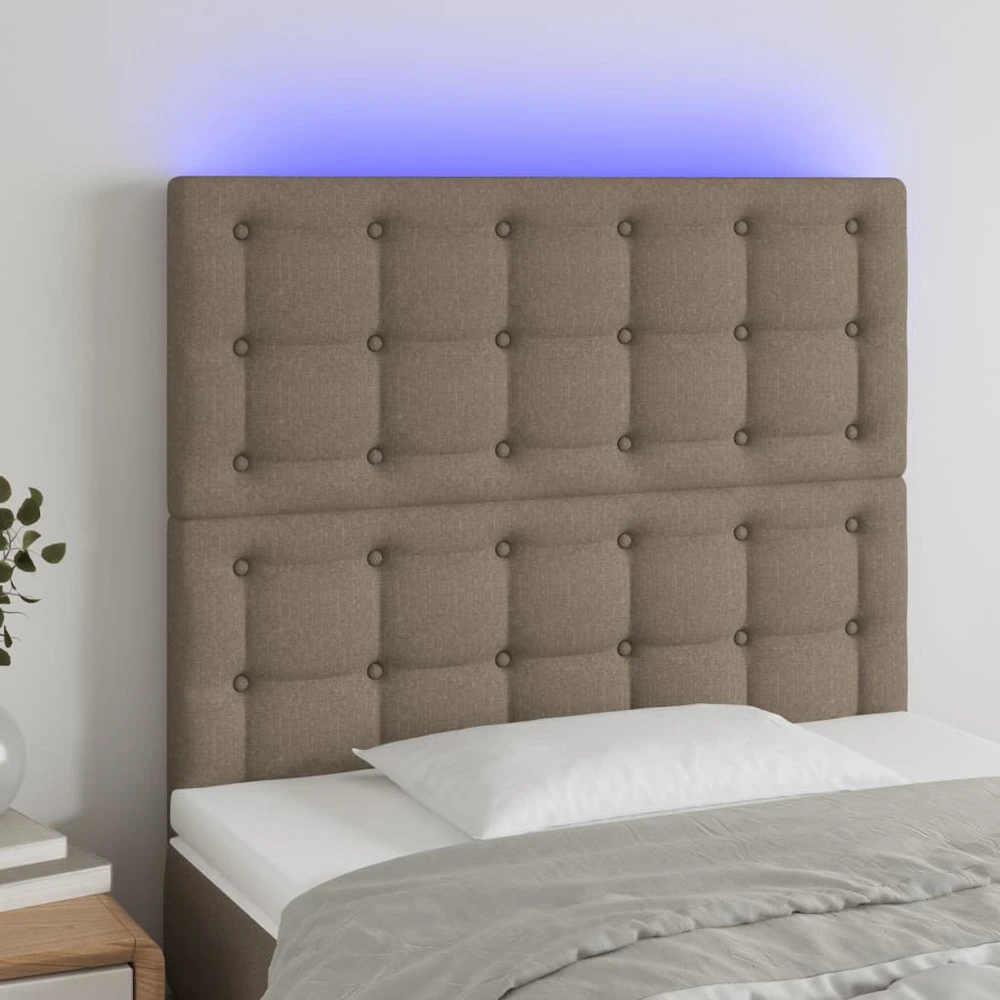 Galvūgalis su LED, taupe spalvos, 100x5x118/128cm, audinys