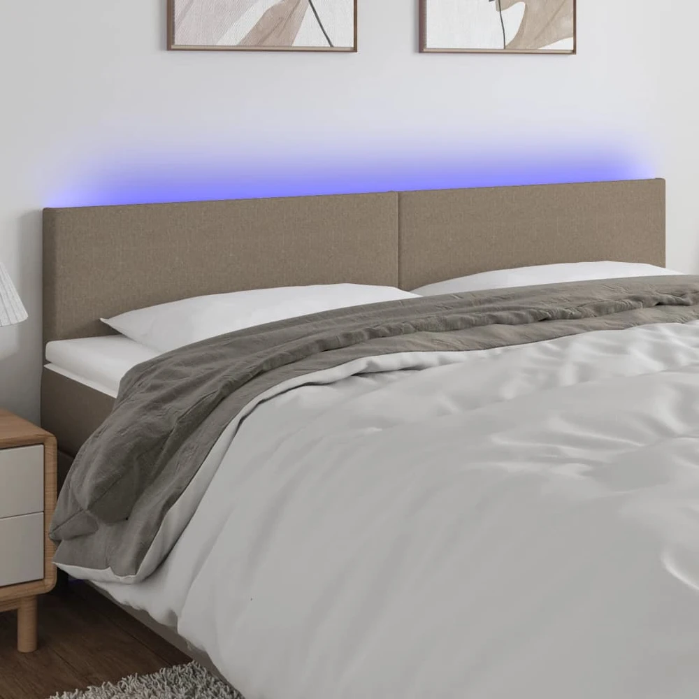 Galvūgalis su LED, taupe spalvos, 200x5x78/88cm, audinys