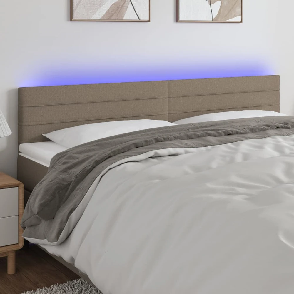 Galvūgalis su LED, taupe spalvos, 200x5x78/88cm, audinys