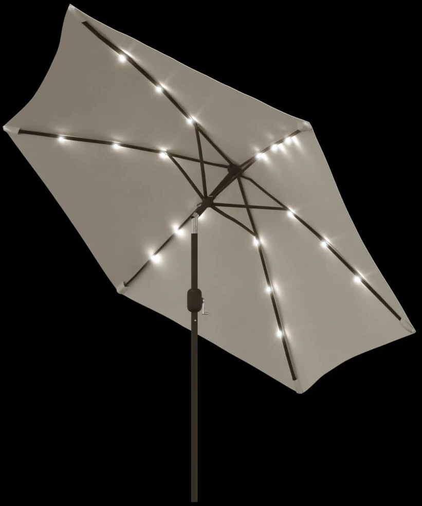 Gembinis LED sodo skėtis nuo saulės, smėlio baltos spalvos, 3m