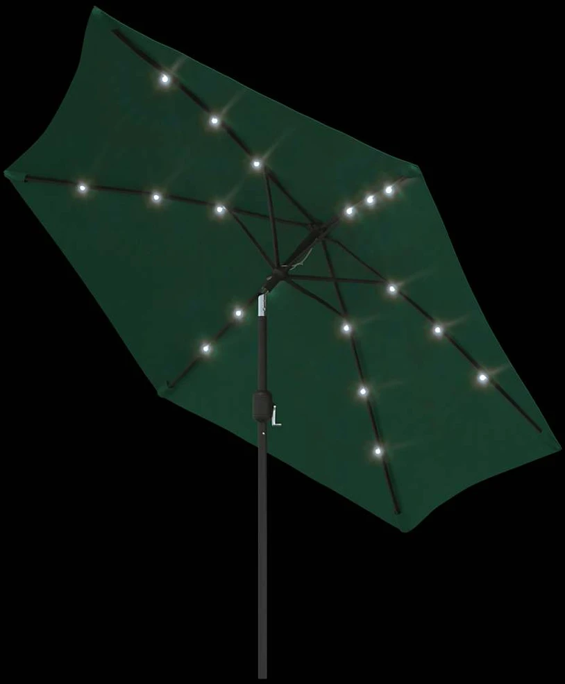 Gembinis LED sodo skėtis nuo saulės, žalios spalvos, 3m