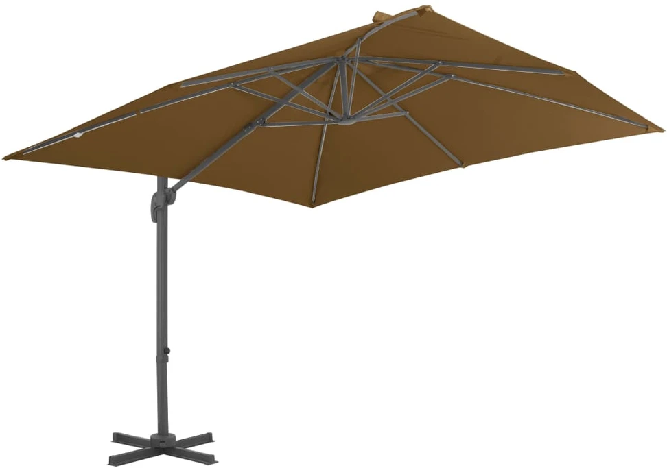 Gembinis sodo skėtis su aliuminio stulpu, taupe, 300x300cm