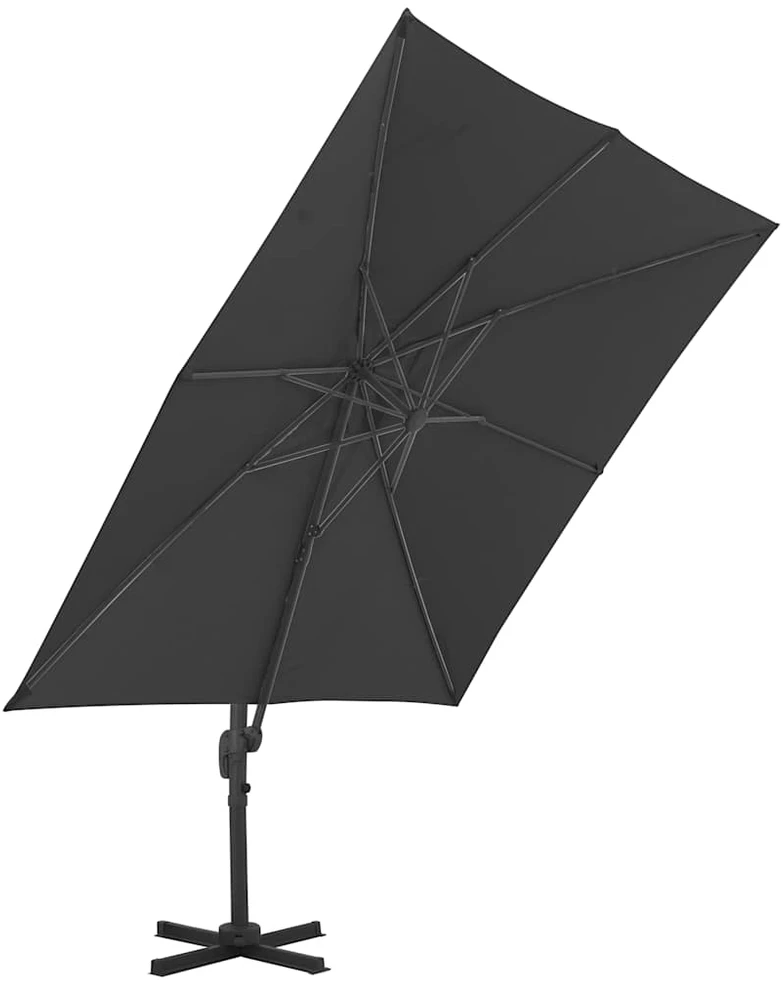 Gembinis sodo skėtis su aliuminio stulpu, juodas, 3x3m