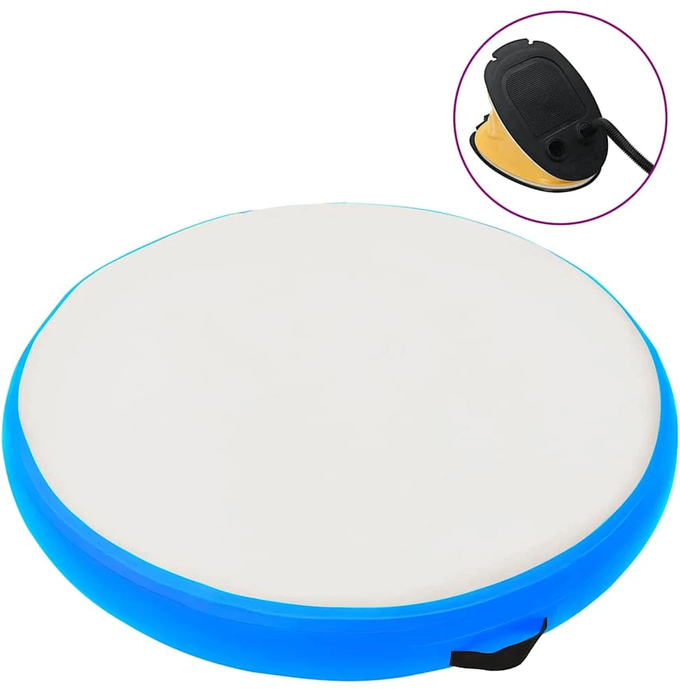 Gimnastikos kilimėlis su pompa, mėlynas, 100x100x10cm, PVC