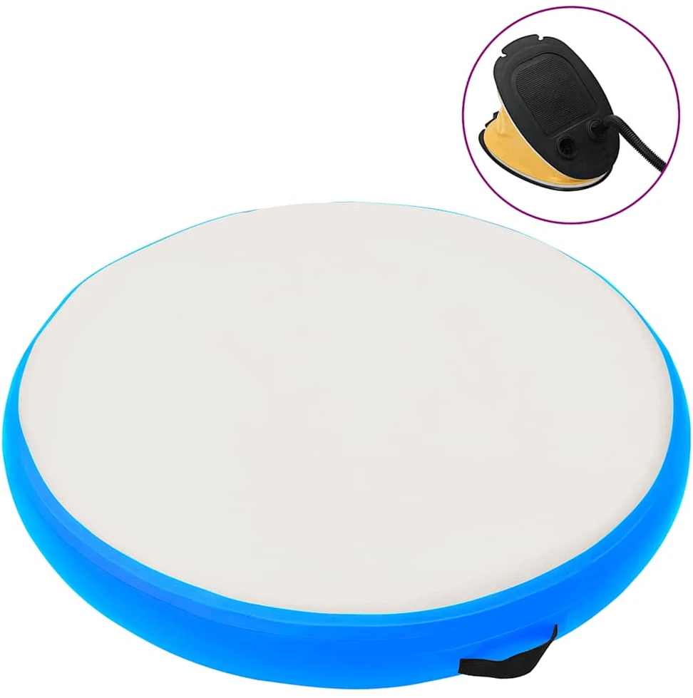 Gimnastikos kilimėlis su pompa, mėlynas, 100x100x20cm, PVC