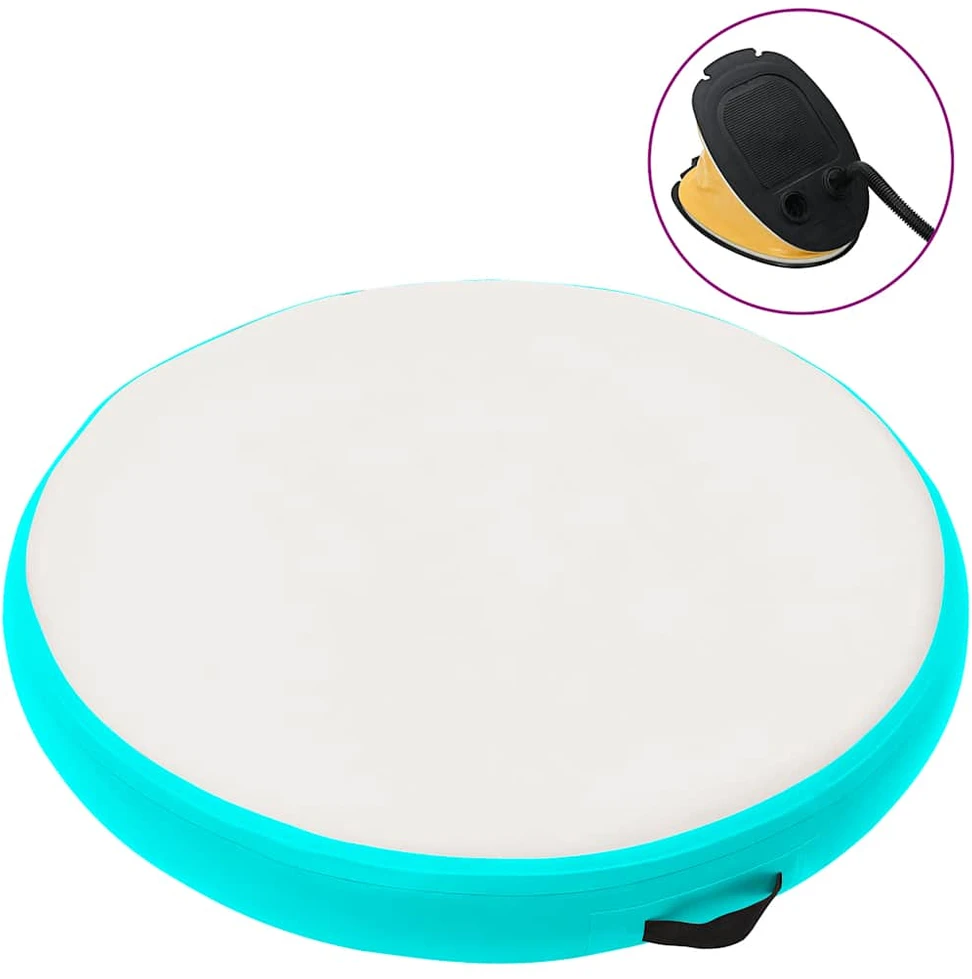 Gimnastikos kilimėlis su pompa, žalias, 100x100x20cm, PVC