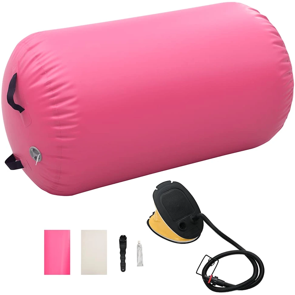 Gimnastikos ritinys su pompa, rožinis, 100x60cm, PVC