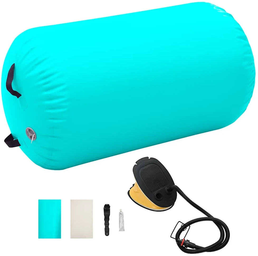 Gimnastikos ritinys su pompa, žalias, 100x60cm, PVC