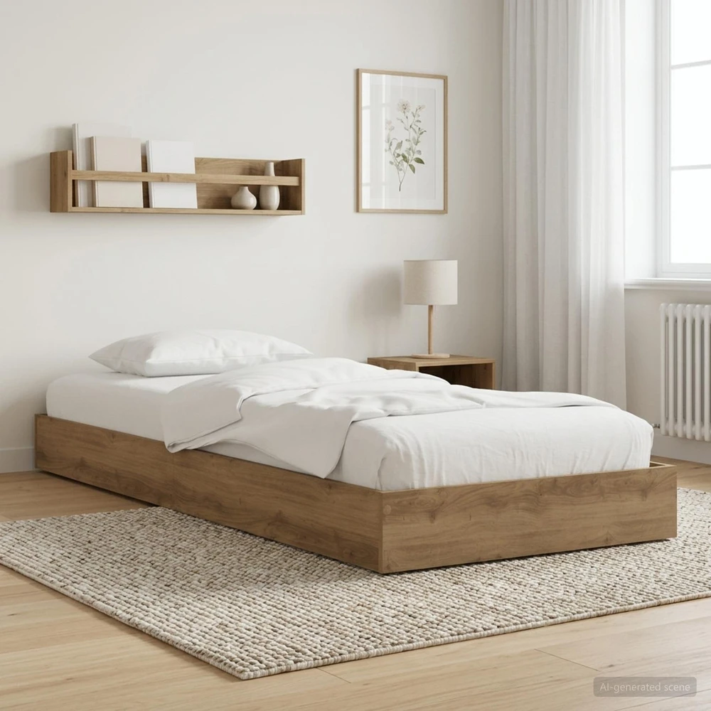 Lova Grindų lovos rėmas Artisano ąžuolo 80 x 200 cm Apdirbta mediena