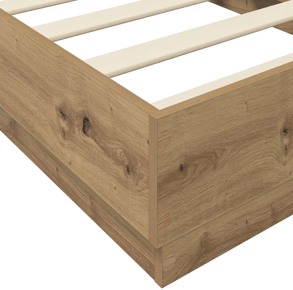 Lova Grindų lovos rėmas Artisano ąžuolo 80 x 200 cm Apdirbta mediena