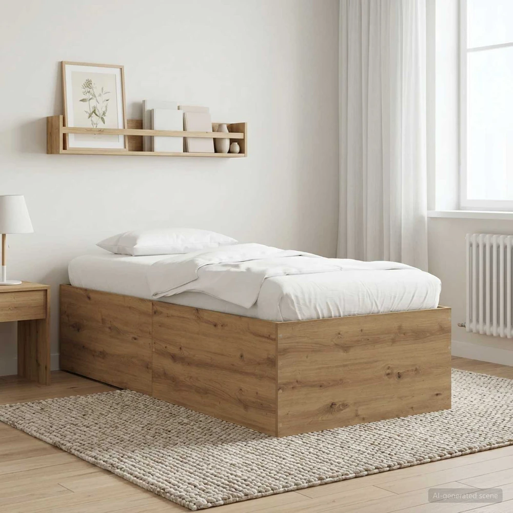 Lova Grindų lovos rėmas Artisano ąžuolo 80 x 200 cm Apdirbta mediena