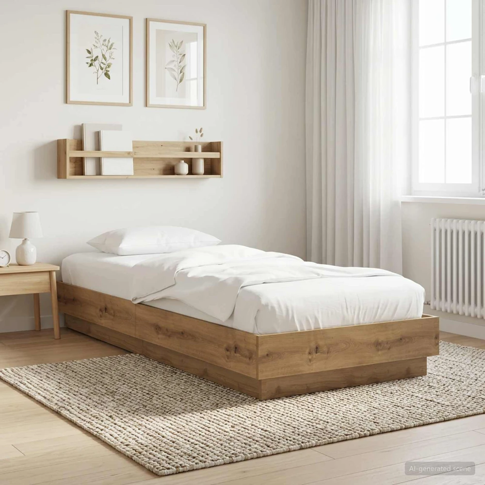 Lova Grindų lovos rėmas Artisano ąžuolo 80 x 200 cm Apdirbta mediena