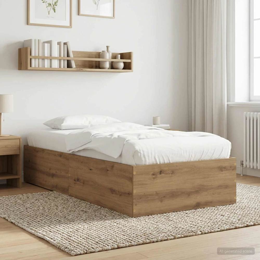Lova Grindų lovos rėmas Artisano ąžuolo 80 x 200 cm Apdirbta mediena