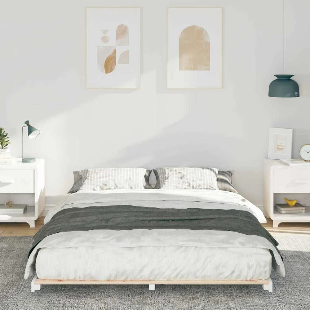 Lova Lovos rėmas Balta 160 x 220 cm Kietos pušies mediena
