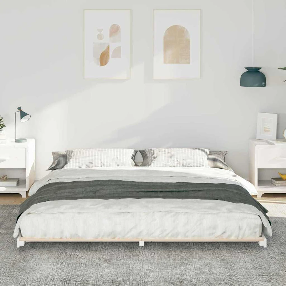 Lova Lovos rėmas Balta 200 x 210 cm Kietos pušies mediena