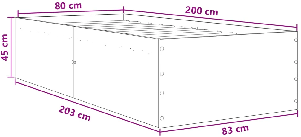 Lova Grindų lovos rėmas Balta 80 x 200 cm Apdirbta mediena
