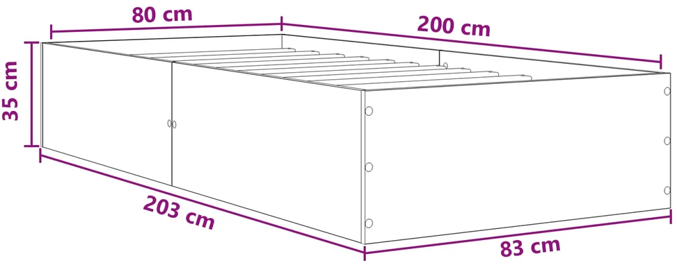 Lova Grindų lovos rėmas Balta 80 x 200 cm Apdirbta mediena