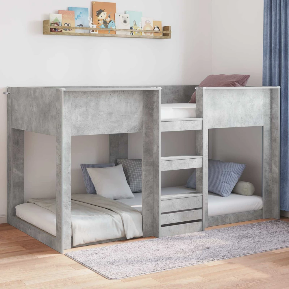Lova Grindų lovos rėmas Betono pilka 75 x 190 cm Apdirbta mediena
