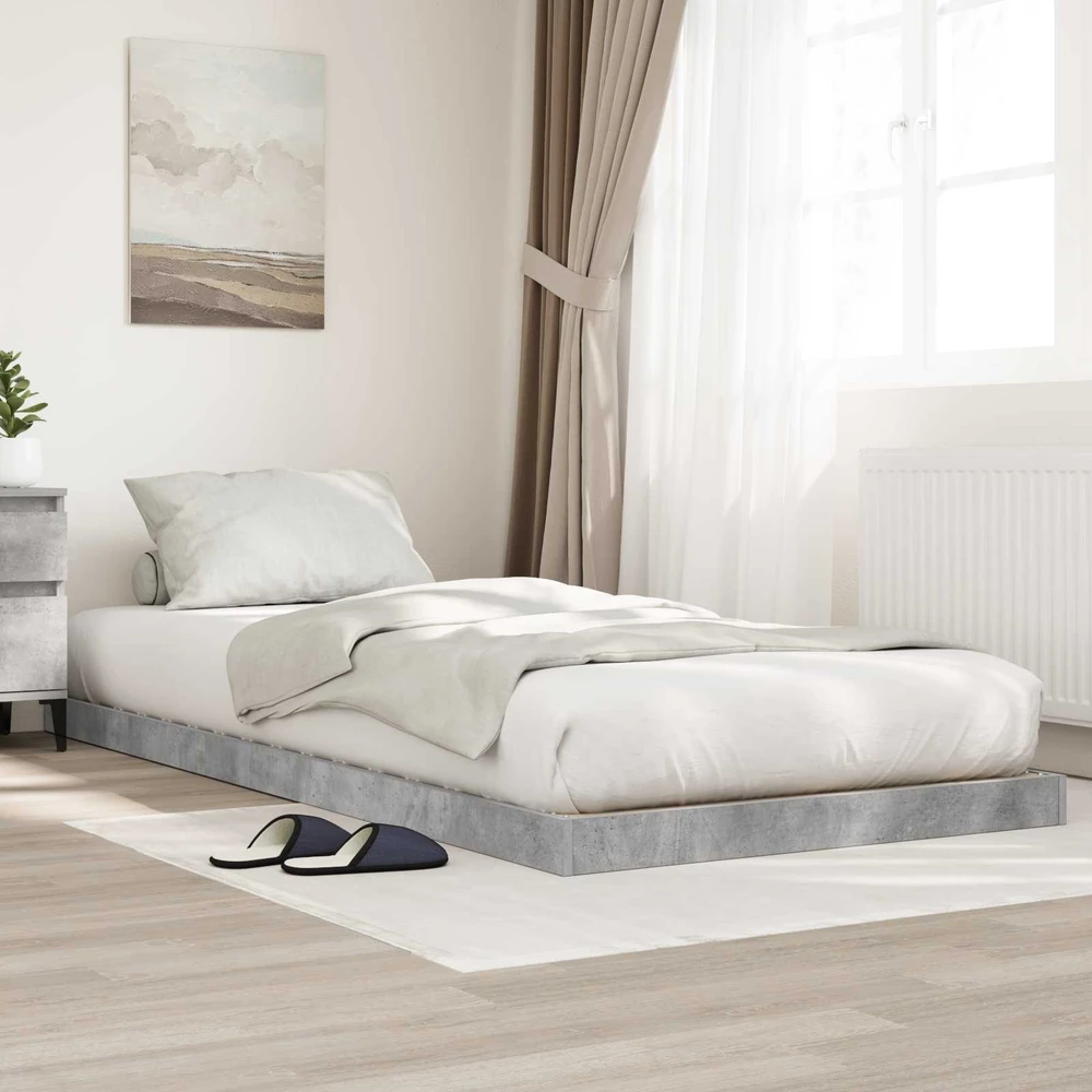 Lova Grindų lovos rėmas Betono pilka 86,5 x 200 cm Apdirbta mediena