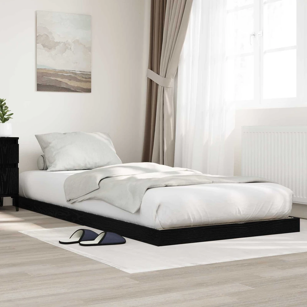 Lova Grindų lovos rėmas Juodas ąžuolas 75 x 190 cm Apdirbta mediena