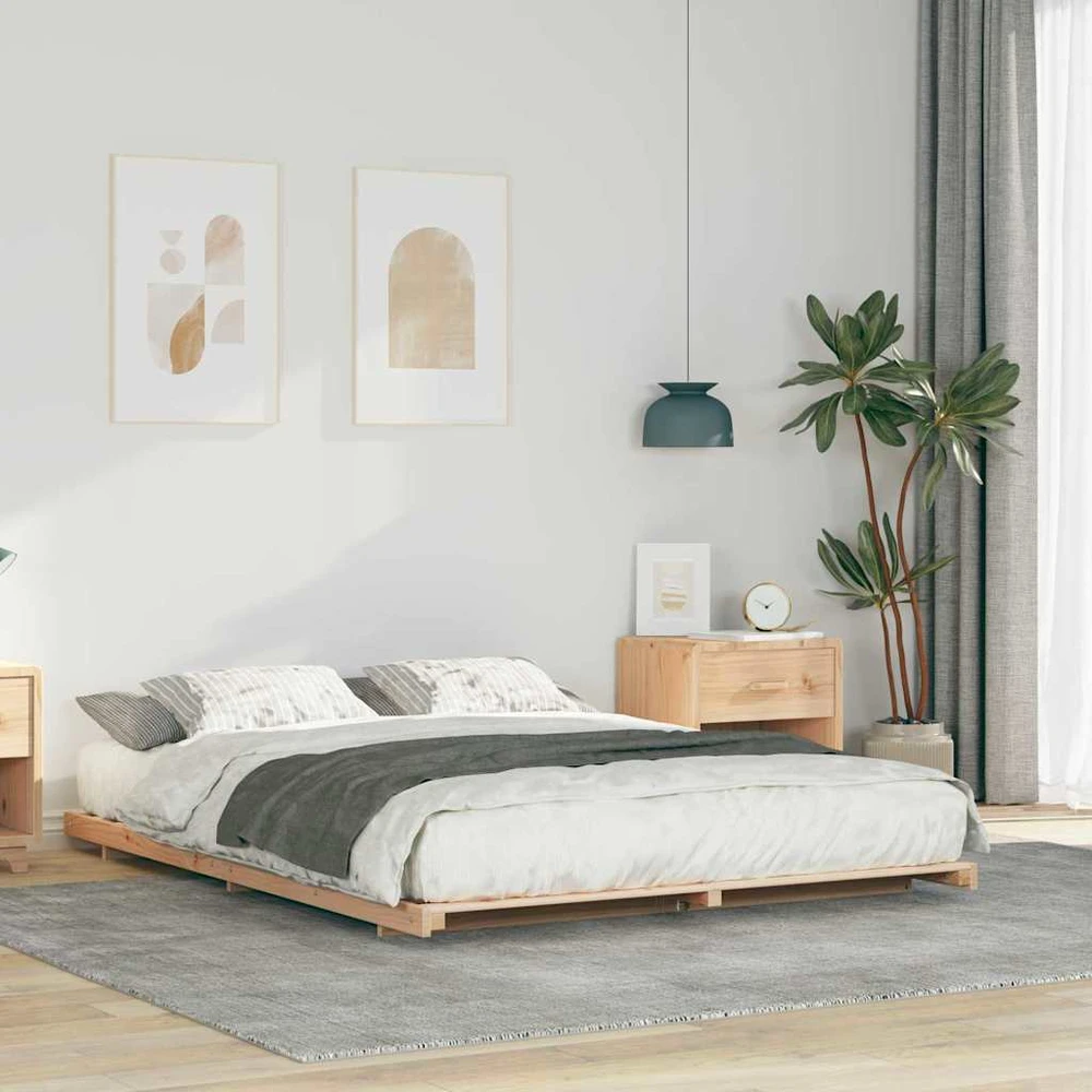 Lova Lovos rėmas Ruda 140 x 220 cm Kietos pušies mediena