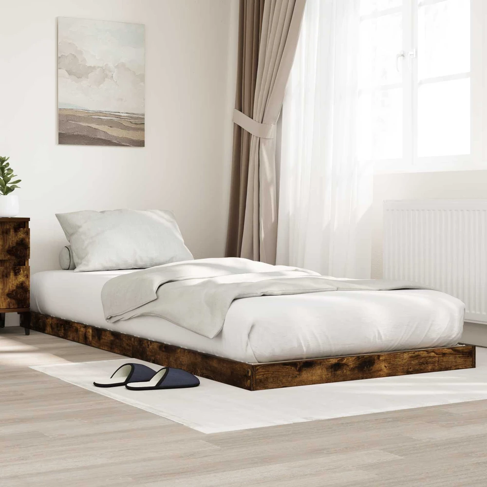 Lova Grindų lovos rėmas Rūkyta ąžuolas 80 x 200 cm Apdirbta mediena