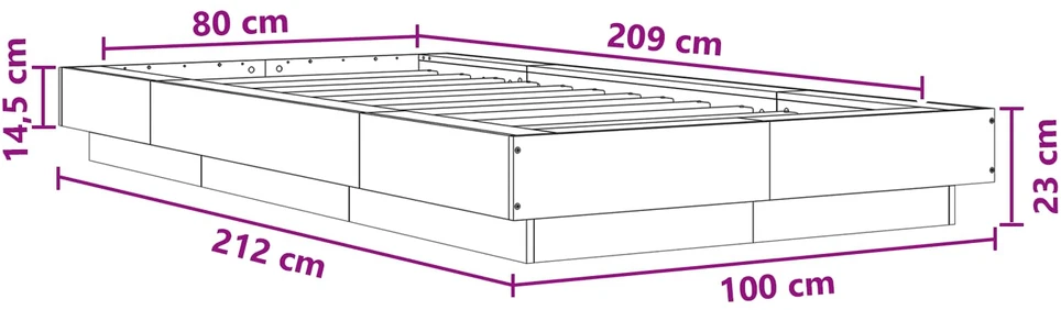 Lova Grindų lovos rėmas Sendintos medienos 80 x 210 cm