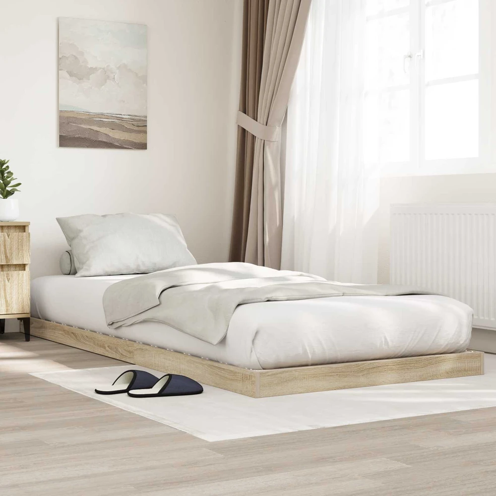 Lova Grindų lovos rėmas Sonoma 76,5 x 200 cm Apdirbta mediena