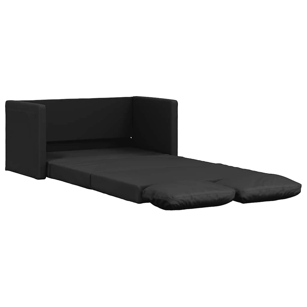 Grindų sofa-lova, 2-1, juoda, 112x174x55cm, dirbtinė oda